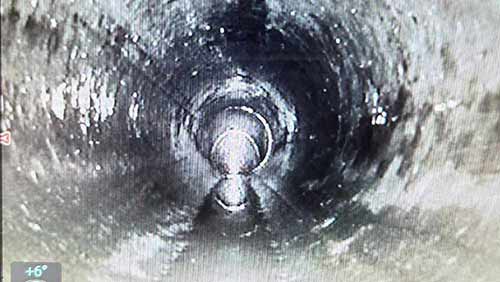 고압세척 후 내시경으로 확인한 횡주관 내부